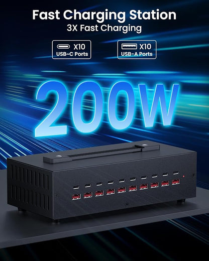 200W USB~c Charging Station, 20 Port USB Charger Block, Fast Charging Station - Image 3