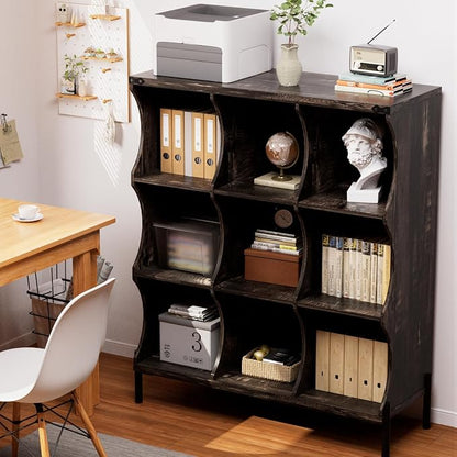 9 Cube Storage Shelf Organizer, Low Book Shelf Bookcase Entryway Table - Image 5