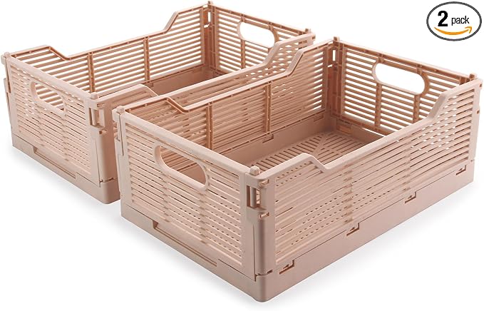2-Pack Collapsible Crates for Storage, 12x8.07x4.92 In, Collapsible Plastic by Vivikivi