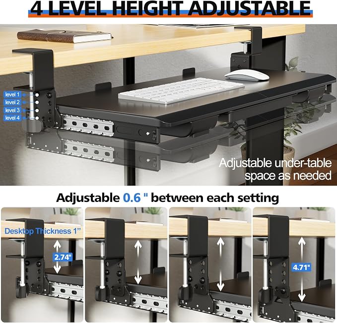 Large Height Adjustable Keyboard Tray - Image 4