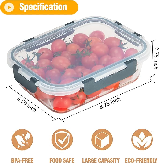 5 PACK 36 oz Glass Meal Prep Containers, Glass Food Containers - Image 3