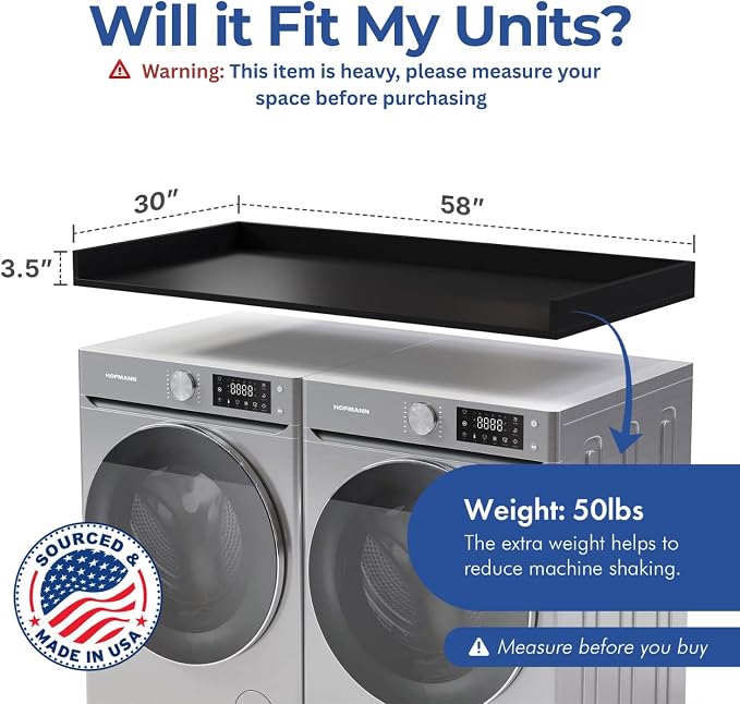 OfficeSimpli Large Washer Dryer Countertop 30 x 58 - Image 2