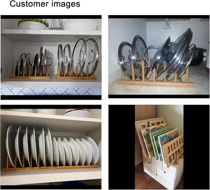 INNERNEED Bamboo Wooden Plate Racks Dish Stand Holder Kitchen Storage Cabinet - Image 6