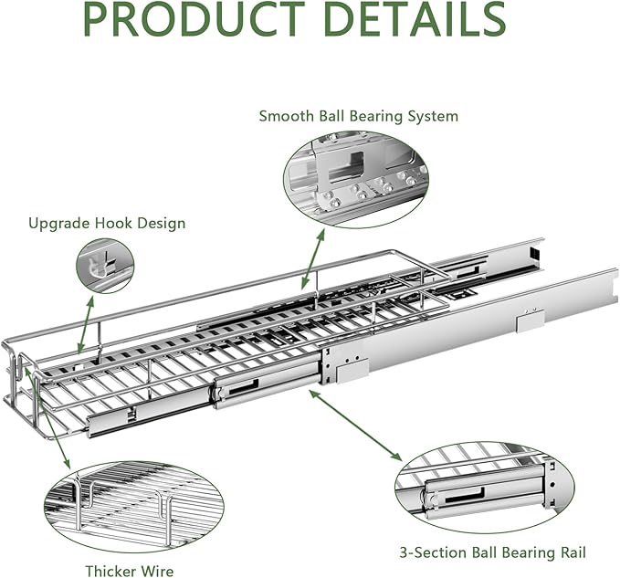 Pull Out Cabinet Organizer 5½" W x 21½" D, Heavy Duty Cabinet Pull Out Shelves - Image 8