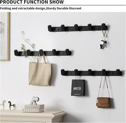 Coat Rack Wall Mount Black, 5 Hooks Rack Metal Coat Hanger Wall - Image 3
