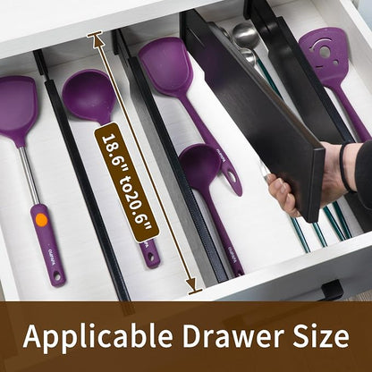 Utoplike Bamboo Drawer Dividers Large, Spring Loaded, Works in Bathroom - Image 2