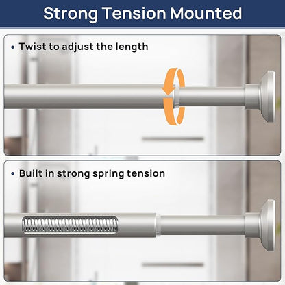 ENJOYBASICS 1" Nickel Shower Curtain Rod, 30-88" Adjustable, Secure Tension | - Image 3