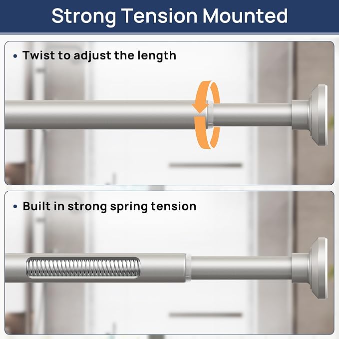 ENJOYBASICS 1" Nickel Shower Curtain Rod, 30-64" Adjustable, Secure Tension | - Image 3