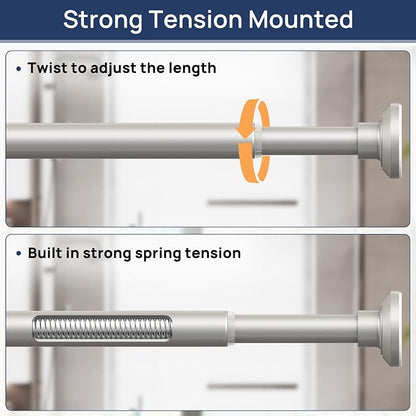 ENJOYBASICS 1" Nickel Shower Curtain Rod, 30-64" Adjustable, Secure Tension | - Image 3