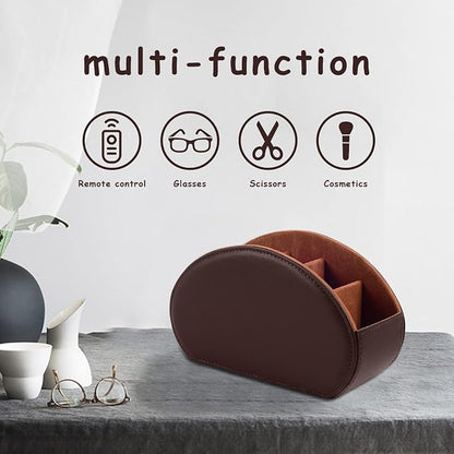Tv Remote Holder Tray with 5 Compartment, PU Leather Remote Control Holder/Caddy - Image 5