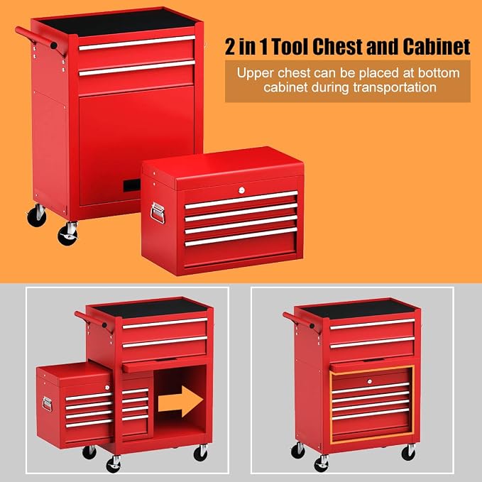 Goplus Tool Chest, 6 Drawers Rolling Tool Cabinet - Image 4