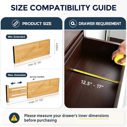 Fabsome Dresser Drawer Organizers 6 Pack, 4.65'' High Adjustable from 12.5-17‘’ - Image 6