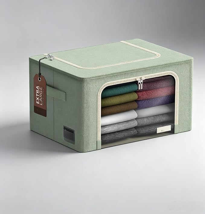 Metal - Frame Foldable Storage Box - Stackable Fabric Organizer by Unknown