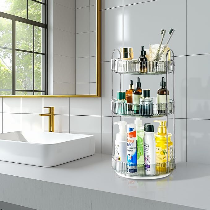 360 Rotating Makeup Organizer, 3 Tier Large Capacity Lazy Susan Bathroom - Image 7
