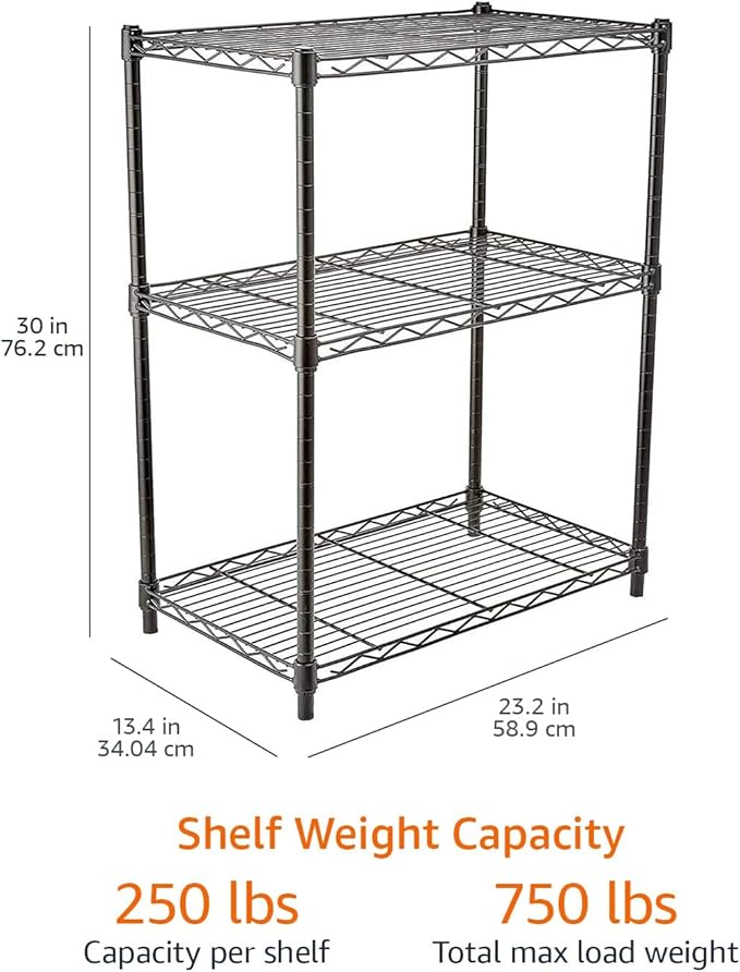 Amazon Basics 3-Shelf Adjustable Heavy Duty Steel Wire Rack Storage Shelving - Image 5