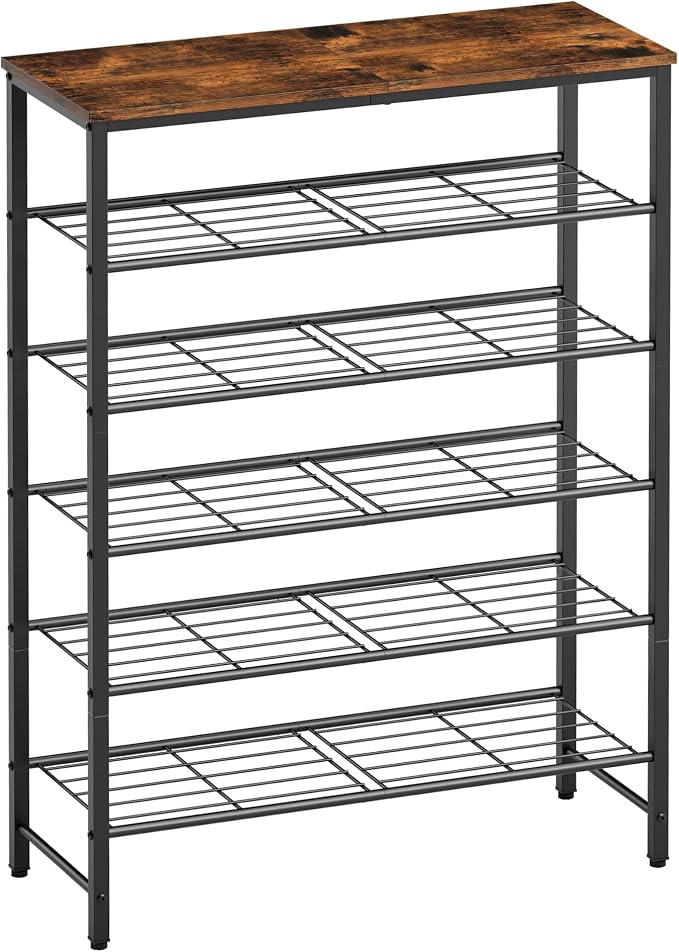 Kitsure Shoe Rack for Closet, Rustic Brown Shoe Organizer by Kitsure