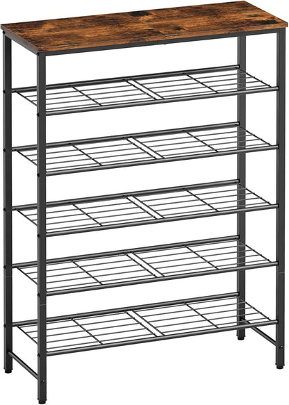 Kitsure Shoe Rack for Closet, Rustic Brown Shoe Organizer by Kitsure