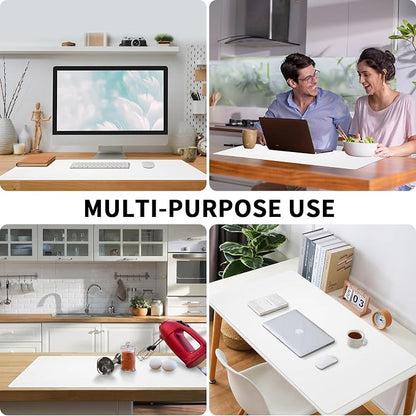 Bloss White Desk Mat, Mouse Pad, Waterproof Leather Desk Pad, Desk Matt - Image 2