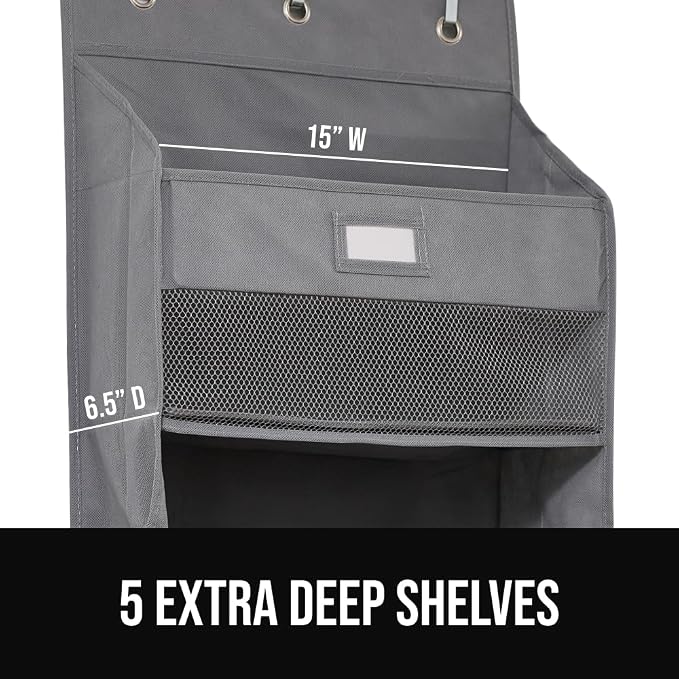 GORILLA GRIP Over The Door Organizer Storage, 5 Deep Hanging Shelves, Holds - Image 4