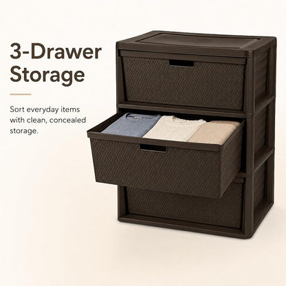 3 Drawer Storage Organizer, Plastic Drawer Organizer Tower, Closet Storage - Image 3