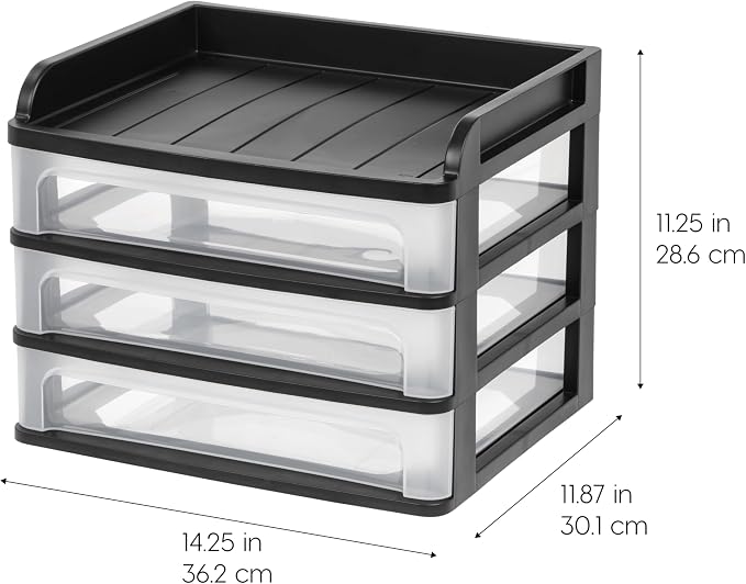 IRIS USA Plastic Desk Top 3-Drawer Storage Organizer - Image 3