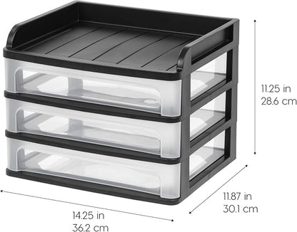 IRIS USA Plastic Desk Top 3-Drawer Storage Organizer - Image 3