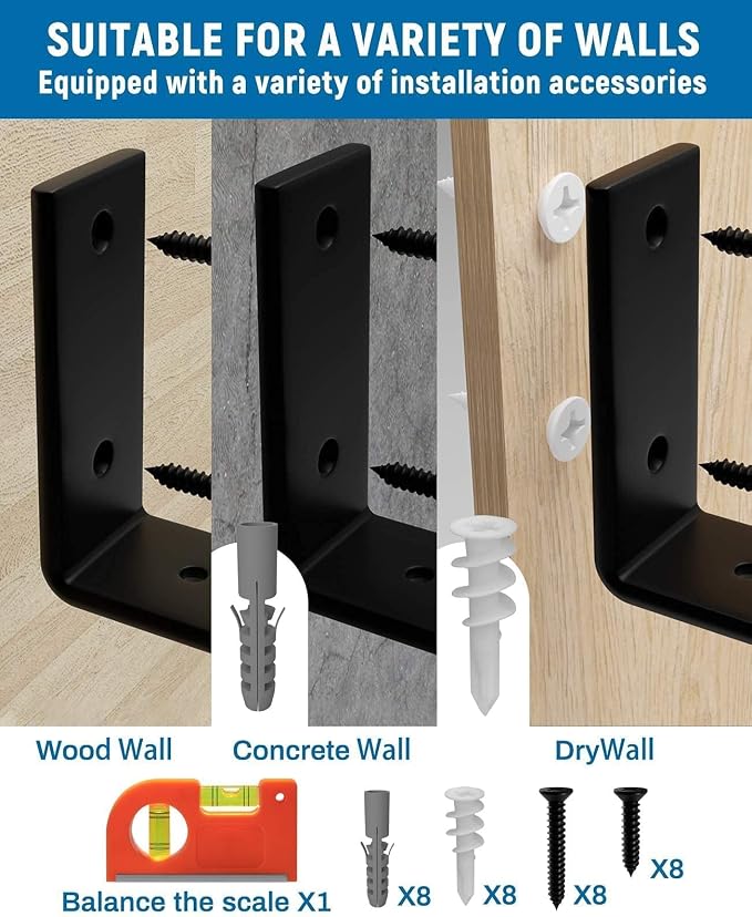 LEOPO 10 inch Shelf Brackets 4-Pack, 1/5 inch Thick Heavy Duty Industrial - Image 6