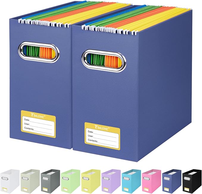 BALEINE File Organizer Box, Cardboard File Folder Organizer by BALEINE
