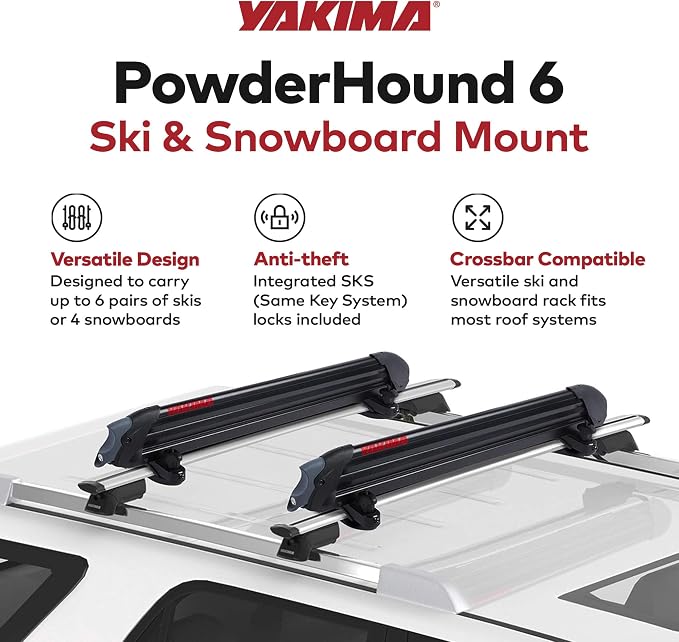 Yakima Ski & Snowboard Car Roof Rack, Fits up to 6 Ski Pairs or 4 Boards - Image 2