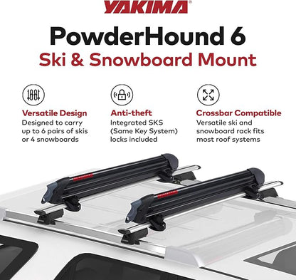Yakima Ski & Snowboard Car Roof Rack, Fits up to 6 Ski Pairs or 4 Boards - Image 2