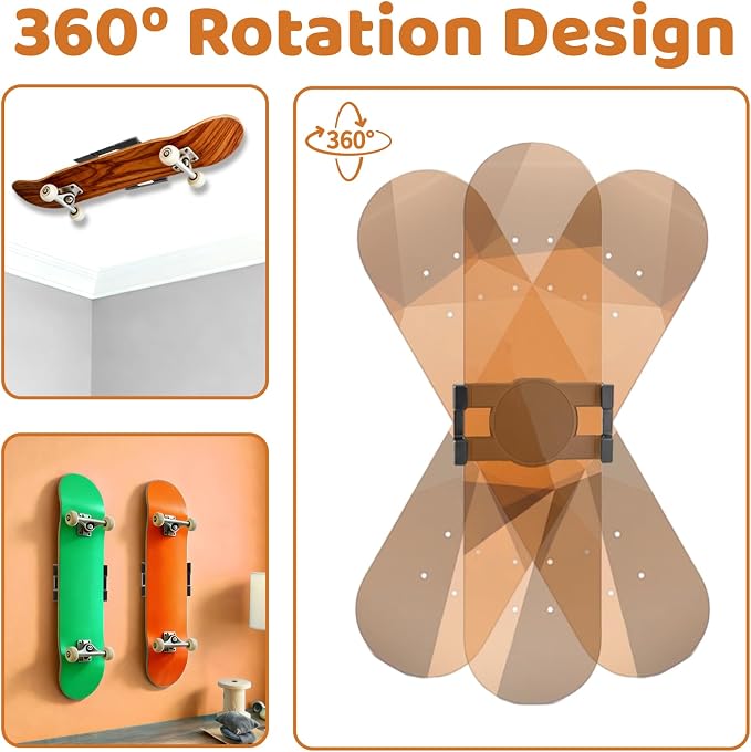 360° Rotating Skateboard Deck Wall Mount - Image 2