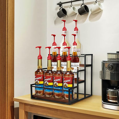 THYGIFTREE Coffee Syrup Rack Organizer 3-Tier 12 Syrup Bottles Holder Stand - Image 2