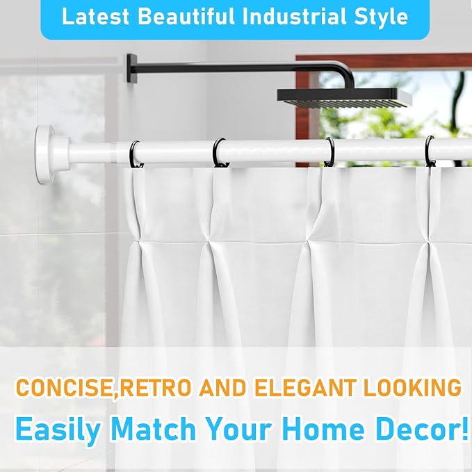 MEXAU White Tension Curtain Rod 40-148 Inch Long Tension Rod 1.26" Spring - Image 5