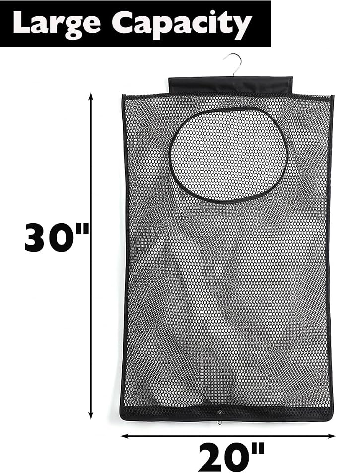 ALYER Breathable Mesh Laundry Hamper, Foldable Hanging Closet Storage Basket - Image 2