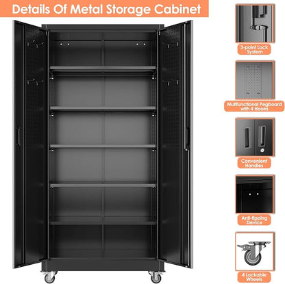 Aobabo 71" H×34" W×18" D Garage Storage Cabinet - Image 7