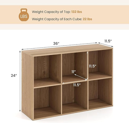 Giantex 6-Cube Bookcase, 3-Tier Cubby Bookshelf, Horizontal Vertical Display - Image 3