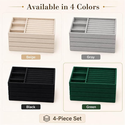 4 Pack Stackable Jewelry Organizer Tray Set - Image 7