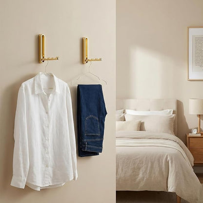 4.33 in Extended Folding Coat Hooks, 2 Pack Gold Wall Hooks, Zinc Alloy | 90° - Image 7