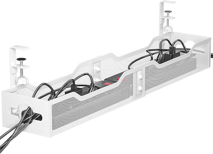 Under Desk Cable Management Tray 32'', Cable Management Under Desk No Drill by Litwaro