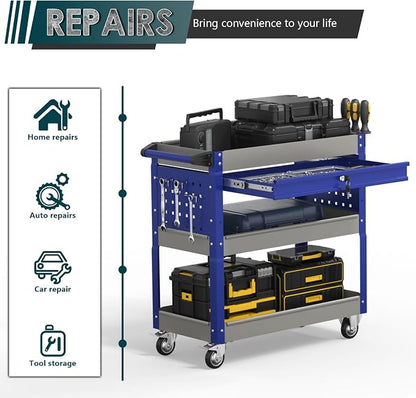 3 Tier Rolling Tool Cart on Wheels - Image 3