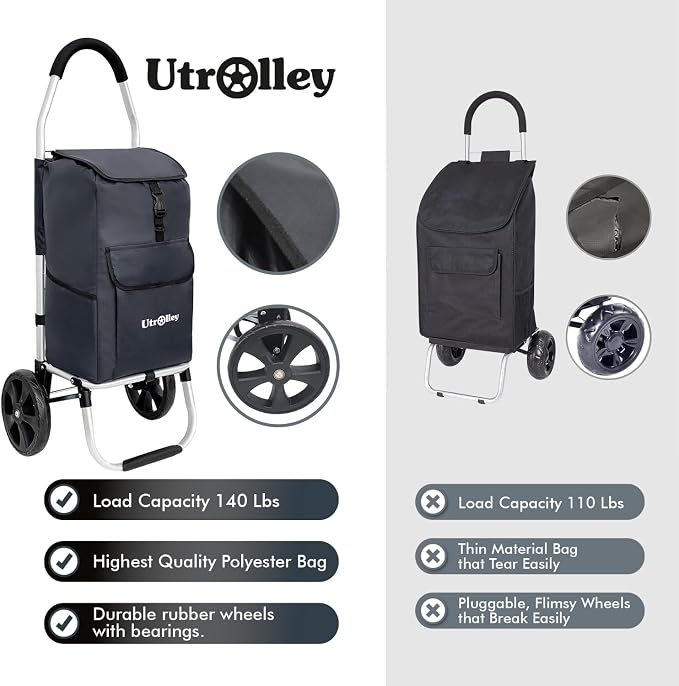 Ultra-Lightweight Black Foldable Shopping Cart - Image 8