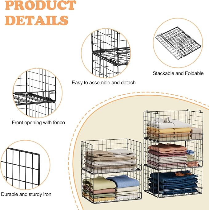 Yociyoga 5-Tier Stackable Closet Organizers and Storage Shelves, Closet Shelf - Image 7