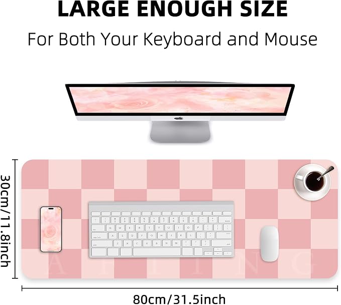 Non-Slip Pink Desk Mat, Waterproof PU Leather Protector, Large Blotter - Image 2
