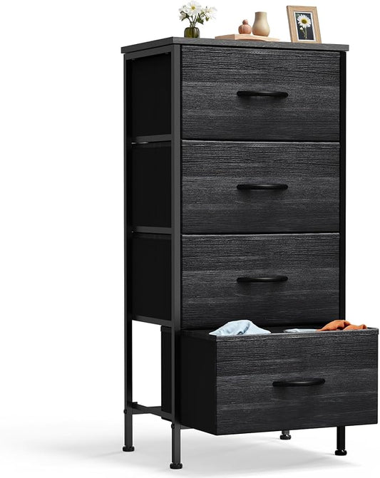DUMOS Nightstand with 4 Drawers Bedside Table with Removable Fabric Bins Sturdy by DumosLifestyle