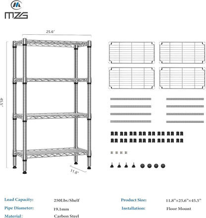 1000 lbs 4 Tier Shelf Metal Storage Shelves Wire Rack Closet Organizers - Image 3