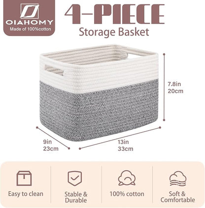 OIAHOMY 4 Pack Storage Baskets for Organizing, Basket for Shelves - Image 2