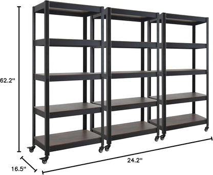HOMEDANT House 5-Tier Metal Rolling Cart Shelf Rack Casters Heavy Duty - Image 2