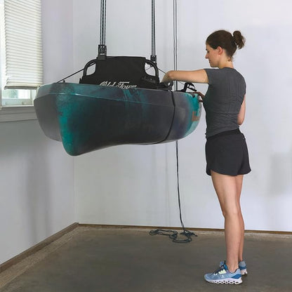 Teal Triangle Heavy Duty Elite Kayak Hoist, Easy-Lift Garage Pulley System - Image 7