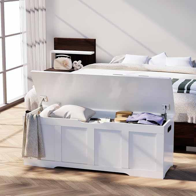 Timberer 47.2" Wooden Storage Chest, Extra Large Storage Trunk | Storage Bench - Image 2