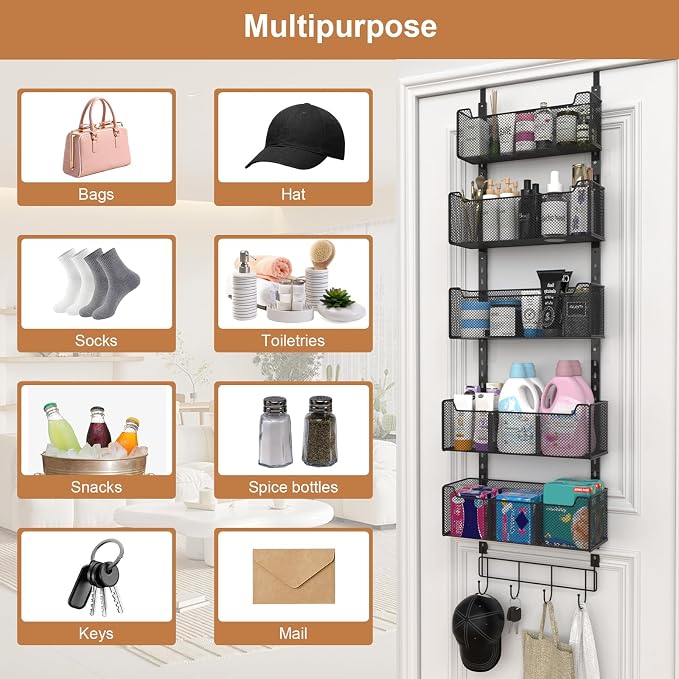 VyGrow Over The Door Organizer, Metal Door Organizer Hanging - Image 8